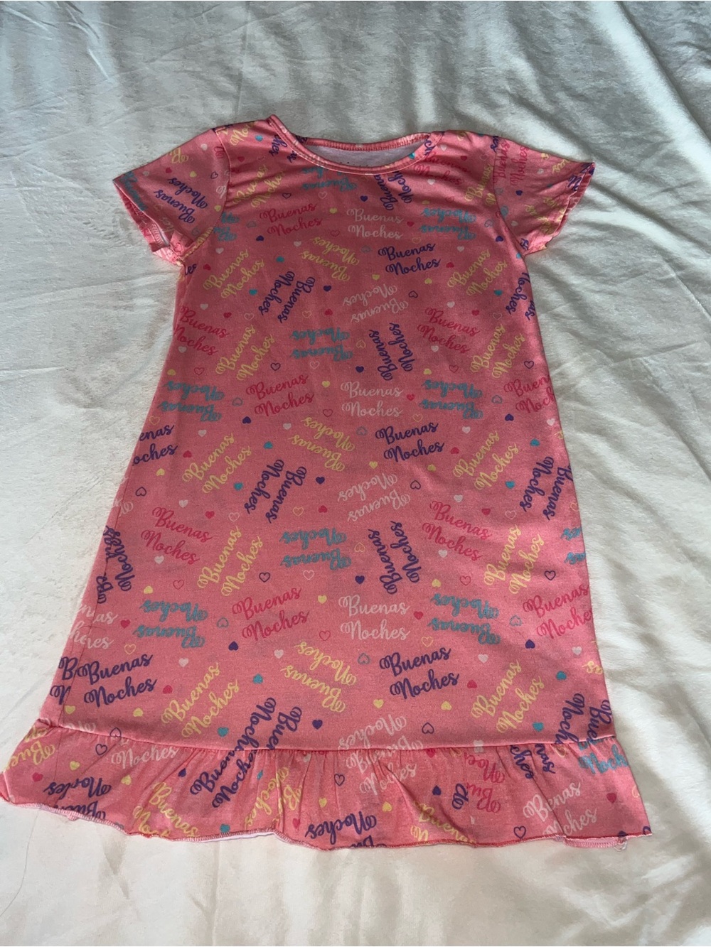 ‘Sweet ‘N Sassy’ Pink 'Buenas Noches' Short Sleeve Nightgown